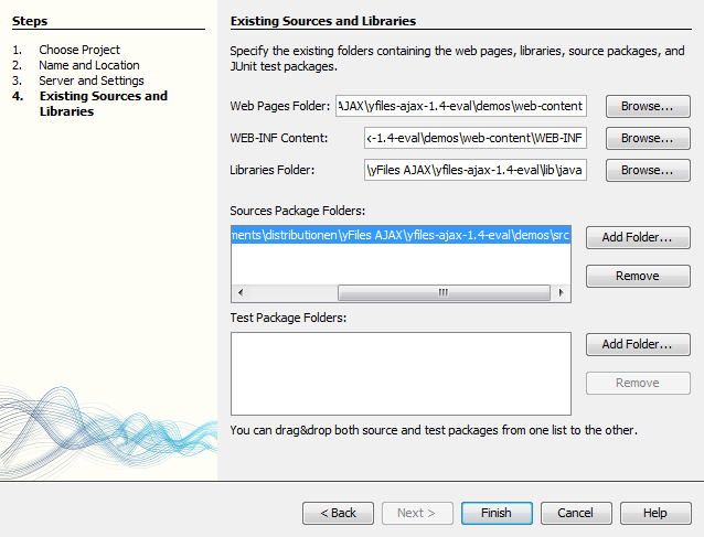 Configure the existing sources and libraries